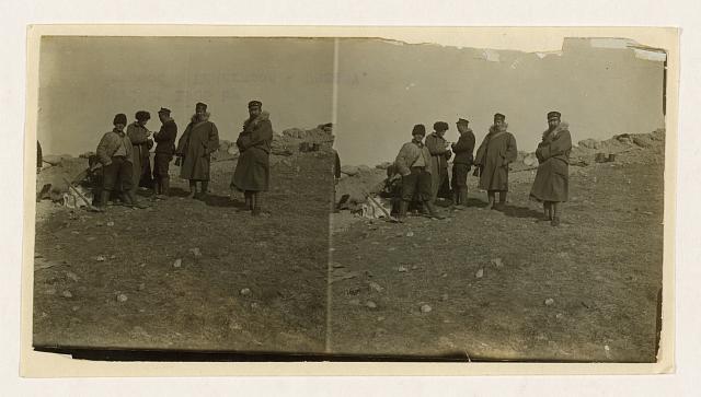 [Japanese and Russian soldiers at a fortified position (probably Russian), near Port Arthur]