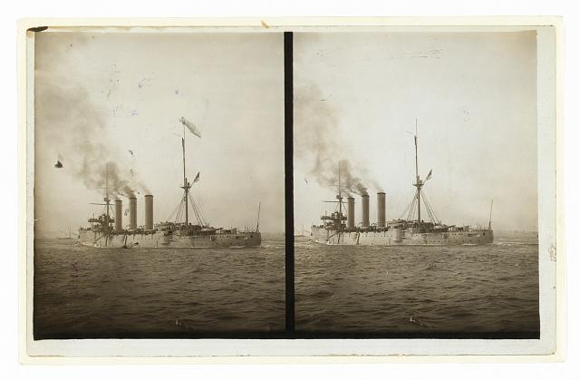 [An American cruiser arriving in New York, probably at the time of the Portsmouth Peace Conference]