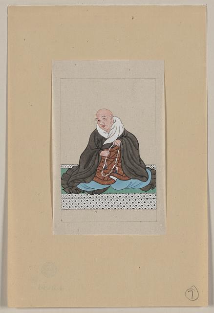 [Religious figure, probably a monk, seated, facing slightly left, holding a loop of prayer beads]