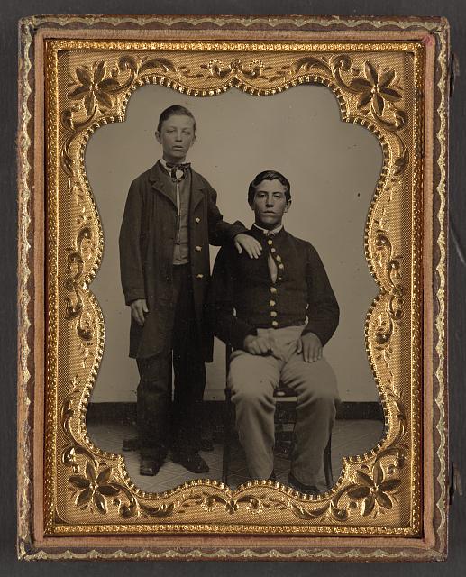 [Unidentified soldier in Union uniform and unidentified boy, probably brothers]