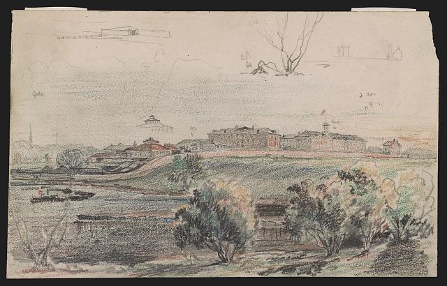 [Philadelphia or possibly Camden, probably from the banks of the Delaware, given the steam ferry boat at left]