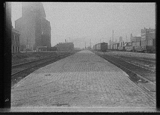 [Tram tracks, Tenth Street, probably Detroit]