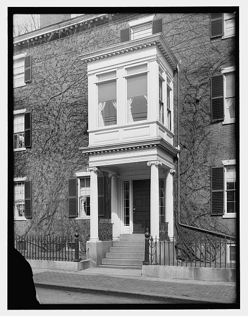 [Three-story house with second-story bay window over porch, probably Salem, Mass.]