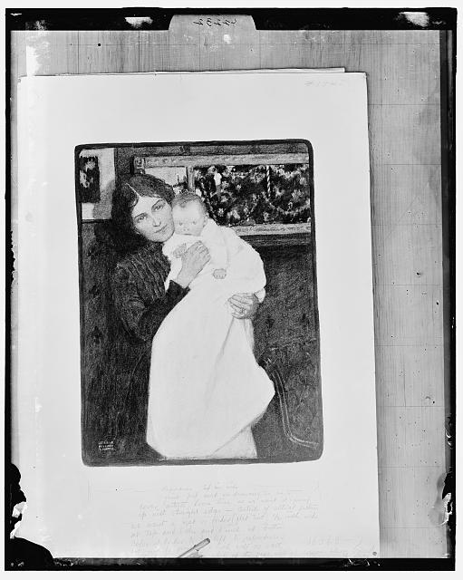 [Woman, probably mother, holding baby]