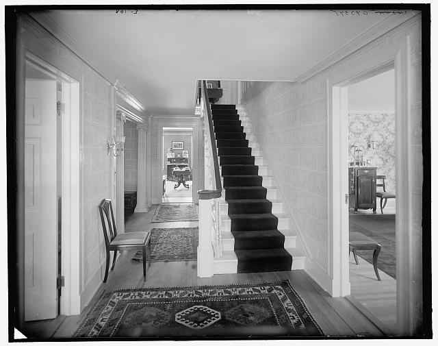 [Hall and stairway, probably in clubhouse, New York City]