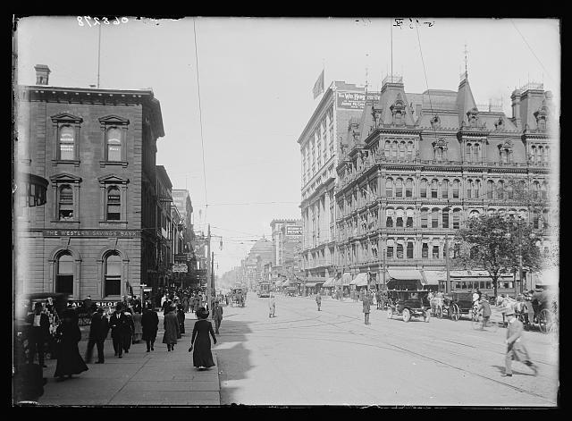 [Street at junction with Court Street, probably Buffalo, N.Y.]