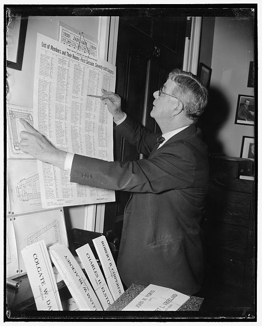Capitol's busiest employee. Washington, D.C., Dec. 31. Probably the busiest man at the Capitol the last ten days was Ed Brown, Superintendent of the House Office Building. In addition to taking down the shingles of some 50 defeated House members and hanging the shingles of their successors, Brown had the headache of assigning more preferable offices to 30 other members, 12/31/38