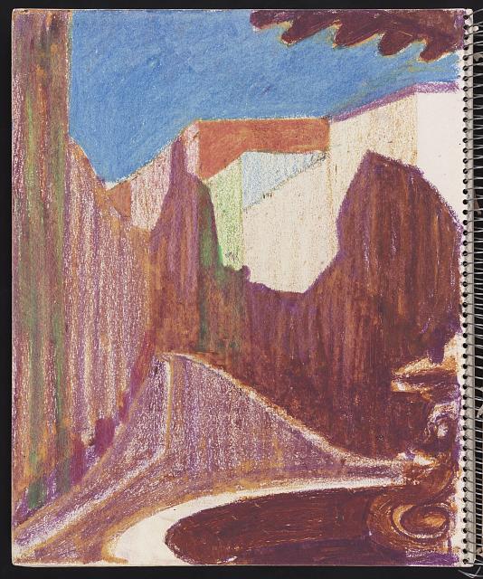 [Detail of fountain, probably in Mexico.] [Sketch]