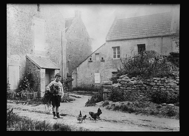 Georges Jahouel is the son of a French Bracardier (stretcher bearer) who volunteered to go out into "No Man's Land" to bring in the wounded under especially heavy fire. His Captain told him to save himself but he went out anyway and lost his life. Now Georges must be the little father of the family and his mother says he helps her almost as if he were a man. He goes to school and studies hard so that he may soon be able to write a letter without any mistakes in it to his "good god fathers", the Enlisted Ordance Detachment, Georges probably cannot yet write his parrains' (sp?) name and address without being prompted but he loves them dearly nevertheless and sends them "much kisses". The A.R.C. administers the funds for the maintenance of all the children adopted by the American troops