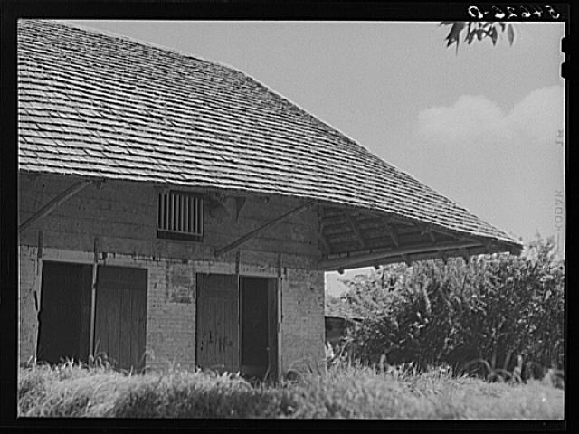 Melrose, Natchitoches Parish, Louisiana. "African" house, probably a storeroom, smokehouse or jail when originally built by mulattoes, now a part of John Henry Cotton Plantation