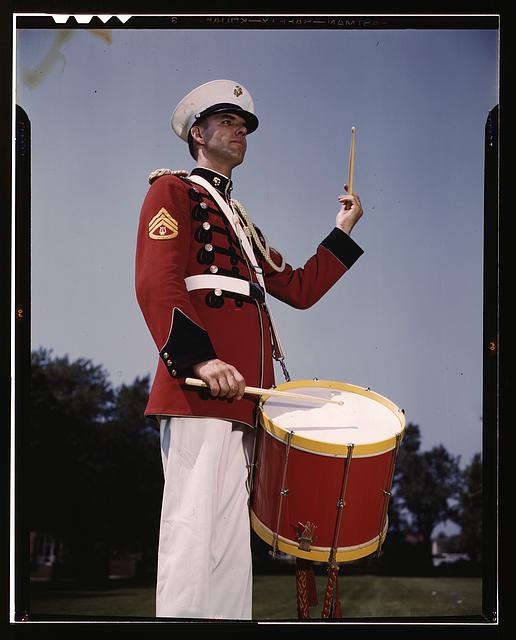 [U.S. Marine Band drummer, probably at the Marine Barracks, Washington, D.C.]