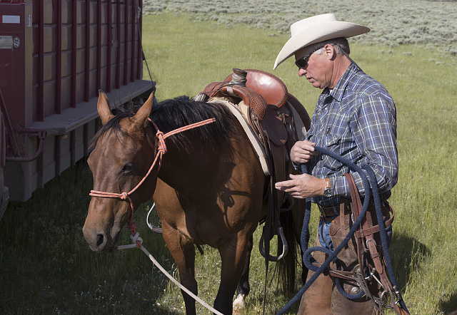 It appears, probably incorrectly, that ranch manager Mark Dunning is trying to reason with his horse at the Big Creek cattle ranch, a large spread on the Colorado border near Riverside in Carbon County, Wyoming