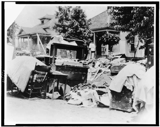[Furniture in street during race riot, probably due to eviction, Tulsa, Oklahoma, 1921]