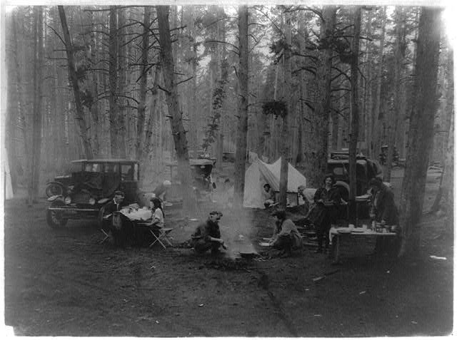 Lake Public Auto Camp Party, probably in or near Yellowstone Park