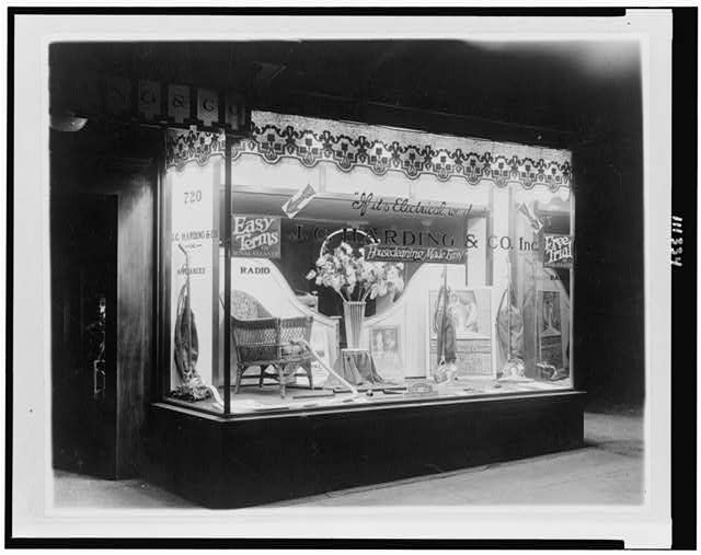 [Vacuum cleaners on display at the J.C. Harding & Co. store, probably in Washington, D.C.]