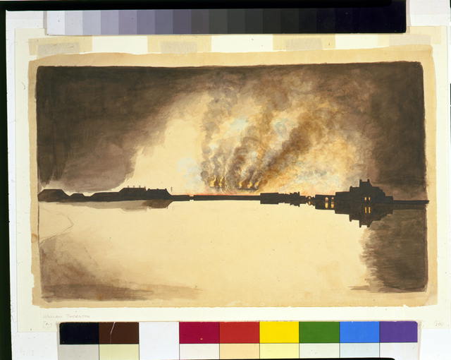 [Waterfront fire, probably burning of the Washington Navy Yard, 1814, Anacostia River, Washington, D.C.]