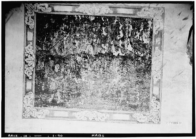 70.  Historic American Buildings Survey, Donald W. Dickensheets, Photographer. April 23, 1940. WEST TRANSEPT MURAL - PROBABLY 'THE PRESENTATION'. (NORTH ELEVATION). - San Xavier del Bac Mission, Mission Road, Tucson, Pima County, AZ