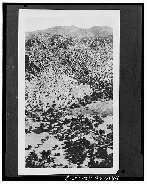8.  Photocopy of photograph (original print in possession of WACC), photographer unknown, undated, probably 1920's CIRKUT PHOTOGRAPH OF BONITA CANYON LOOKING WEST - Faraway Ranch, Willcox, Cochise County, AZ