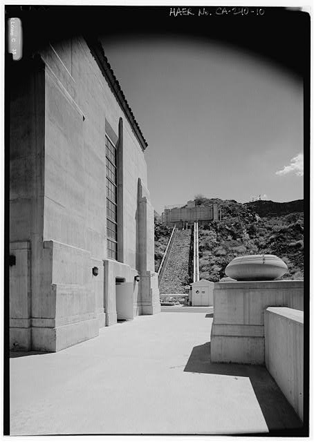 10.  NORTHWEST END OF WHITSETT PLANT SHOWING PIPELINES PROBABLY FOR FIRE WATER STORAGE, LOOKING SOUTHWEST. - Whitsett Pump Plant, West side of Colorado River, north of Parker Dam, Parker Dam, San Bernardino County, CA