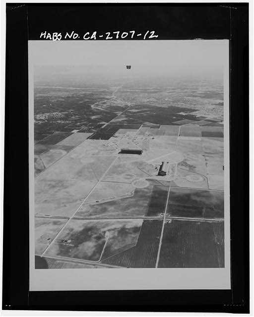 Aerial view of entire LTA base after completion of both LTA ship hangars.  Date unknown but probably circa 1945. - Marine Corps Air Station Tustin, East of Red Hill Avenue between Edinger Avenue & Barranca Parkway, Tustin, Orange County, CA