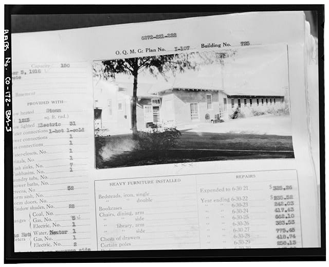 Photocopy of photograph in the Fitzsimons Army  Medical Center real property book (green cloth cover), probably west and north sides. - Fitzsimons General Hospital, Officer Patient's Mess & Kitchen, Northeast Corner of West McAfee Avenue & South Hickey Street, Aurora, Adams County, CO