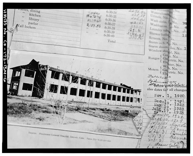 Photocopy of photograph in the Fitzsimons Army Medical Center real property book (green cloth cover), probably south and west sides. - Fitzsimons General Hospital, Nurses' Quarters, Southeast Corner of West McAfee Avenue & South Hickey Street, Aurora, Adams County, CO
