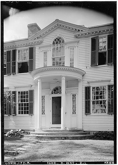 1.  Historic American Buildings Survey (Fed.) Stanley P. Mixon, Photographer Sept. 6, 1940 (A) HOUSE AT GREEN AND DEFOREST STREET, ENTRANCE AND CIRCULAR PORCH (The latter probably a recent addition) - Green & De Forest Streets (House), Watertown, Litchfield County, CT