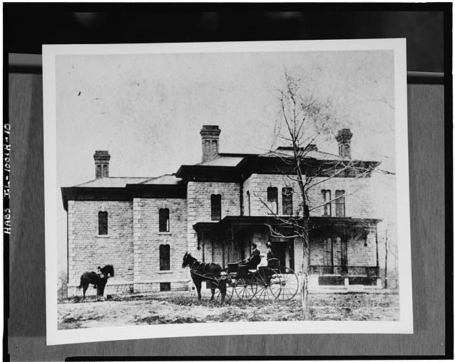 10.  Photograph of a photograph in possession of Rock Island Arsenal Historical Office. NORTH ELEVATION BEFORE REMODELING OF FRONT PORCH. PROBABLY TAKEN IN THE 1870S. - Rock Island Arsenal, Building No. 4, Terrace Avenue between Gillespie & East Avenues, Rock Island, Rock Island County, IL