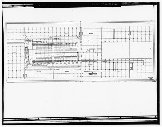 122.  Photographic copy of drawing (undated, probably before 1913, original drawing in Archives, Office of the Building, Administration Building, Sears, Roebuck and Company Mail Order Plant, Chicago, Illinois).  Martin C. Schwab.  1/8 inch to one foot.  Partial second/third floor plan with the conveyor arrangement in the shipping room with a conveyor extension to the Post Office.  ARRANGEMENT OF SHIPPING ROOM BELT CONVEYORS IN MERCHANDISE BUILDING FOR SEARS, ROEBUCK AND CO. - Sears Roebuck & Company Mail Order Plant, Merchandise Building, 924 South Homan Avenue, Chicago, Cook County, IL