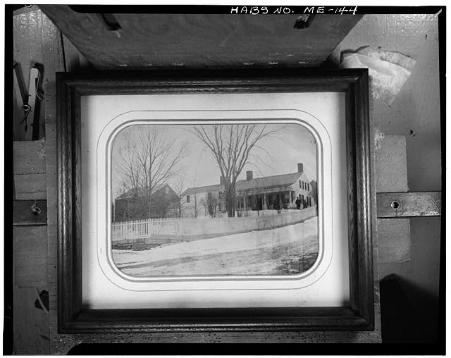 2.  Historic American Buildings Survey From collection of Bowdoin College, Brunswick, Maine SOUTHWEST VIEW OF HOUSE, ELL, AND BARN, PROBABLY TAKEN IN 1860's, DR. HUBBARD SHOWN SECOND FROM RIGHT - Governor John Hubbard House, 52 Winthrop Street, Hallowell, Kennebec County, ME