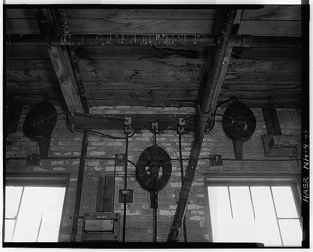 49.  Detail of floor system and electrical equipment, probably in the Sullivan Machinery Company, Machine and Erecting Shops. - Sullivan Machinery Company, Main Street between Pearl & Water Streets, Claremont, Sullivan County, NH