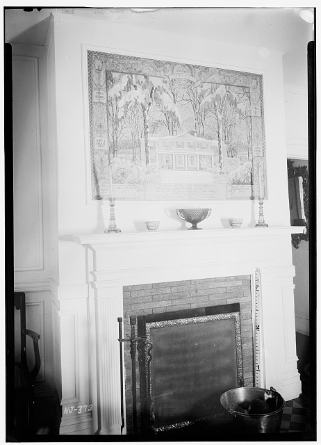 3.  Historic American Buildings Survey R. Merritt Lacey, Photographer May 3, 1937 INTERIOR - HALL MANTEL AND PAINTING ABOVE (probably wooden) - Feland House, 63 Enclosure, Nutley, Essex County, NJ