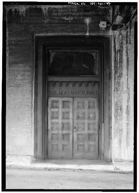 19.  NEW JERSEY LAND VENTILATION BUILDING, DOOR PROBABLY WEST SIDE - Holland Tunnel, Beneath Hudson River between New York & Jersey City, New York County, NY