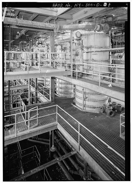 INTERIOR OF SA WETSIDE BUILDING. TOP OF CARBONATION TOWERS (SOLVAY TOWERS) PROBABLY SAME LEVEL AS NY-300-D-6 BUT OPPOSITE VIEW. - Solvay Process Company, SA Wetside Building, Between Willis & Milton Avenue, Solvay, Onondaga County, NY