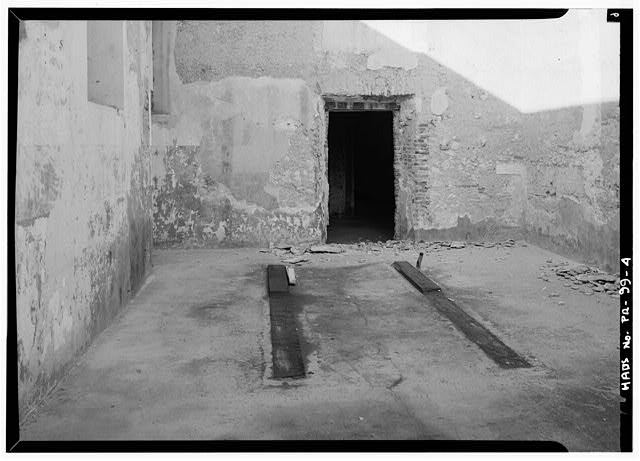 4.  RECESSED WOODEN BEAMS IN CONCRETE FLOOR, (PROBABLY FOR SUPPORTRING SHELLS). - El Arsenal, Calle Arsenal, San Juan, San Juan Municipio, PR