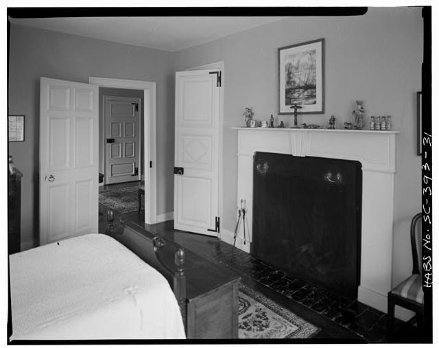 31.  SECOND FLOOR, NORTHWEST ROOM, SOUTH WALL. Three raised-panel doors with bolection panel molds, all probably original with house. - Mulberry, Cooper River, West Branch, Moncks Corner, Berkeley County, SC
