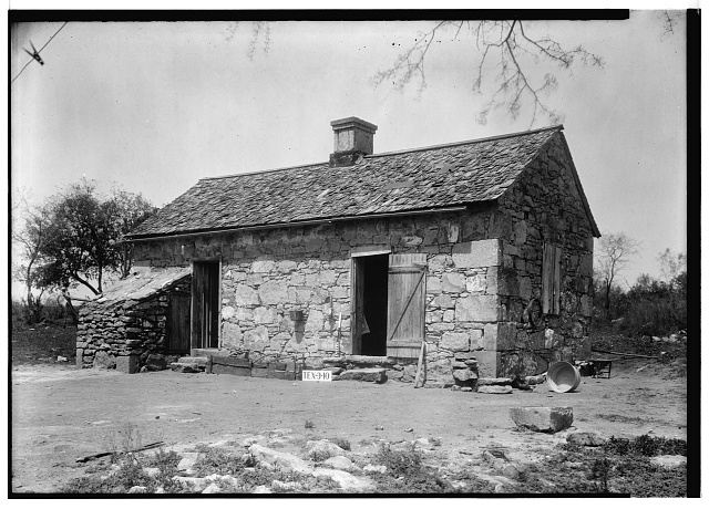 4.  Historic American Buildings Survey, Arthur W. Stewart, Photographer March 27, 1936 COTTAGE #2, PROBABLY SLAVE QUARTERS, SOUTHEAST ELEVATION (SOUTH FRONT AND EAST SIDE). - Beauregard Ranch Buildings, South of Poth, Poth, Wilson County, TX
