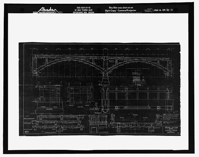 12.  Photocopy of a drawing of construction details (undated, appears to be numbered sheet 2 of 2, probably paired with the above drawing), housed at Spokane County Public Works Department, Spokane - Latah Creek Bridge No. 4102, Prairie View Road, Waverly, Spokane County, WA