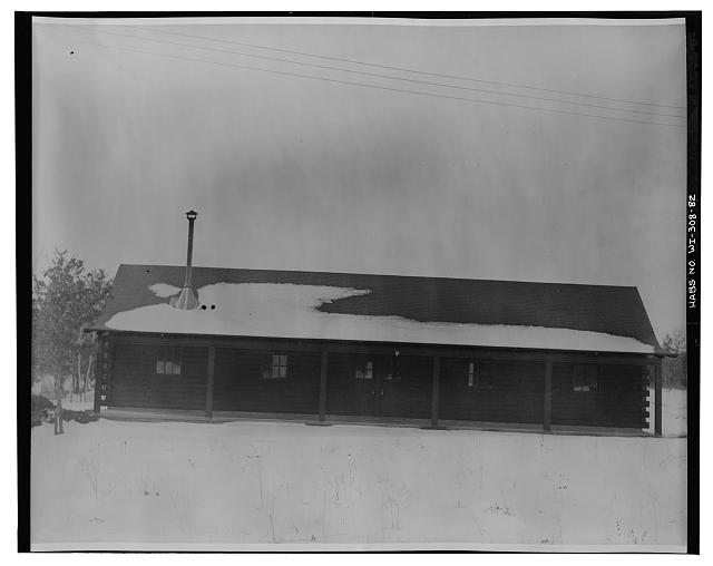 82.  LOG STRUCTURE (probably part of C.C.C. camp). Fort McCoy photograph #A-11, undated. - Fort McCoy, Sparta, Monroe County, WI